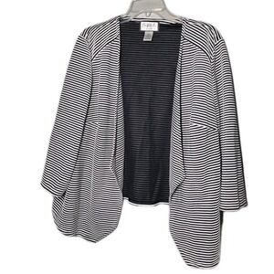 Mary McFadden Womens Size 20 W Open Front Blazer Black And White Strip